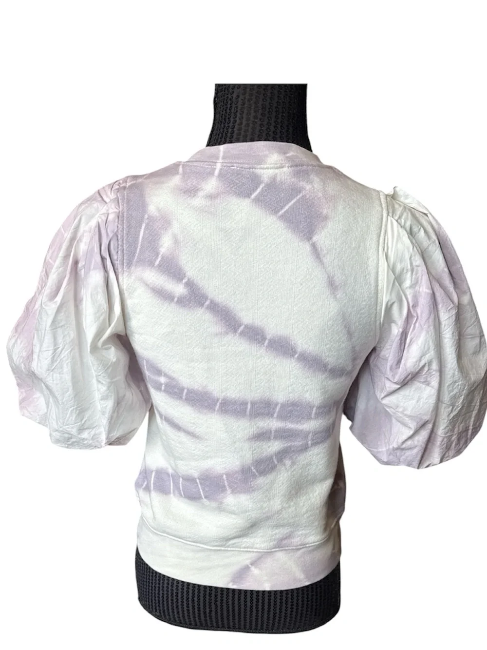 ULLA JOHNSON Elliot Pullover Puff Sleeve Thistle Purple Tie Dye 100% Cotton